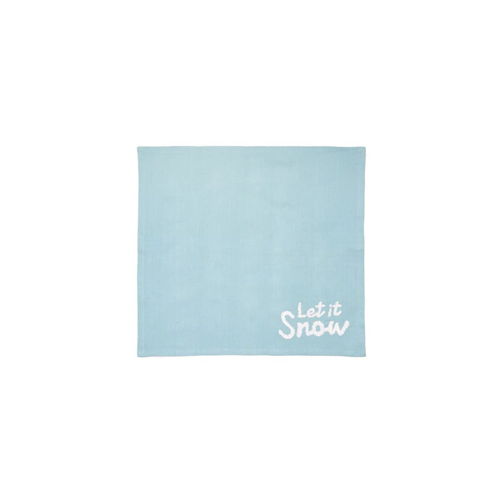 Textured cotton slub napkins featuring festive embroidered coastal holiday accents.