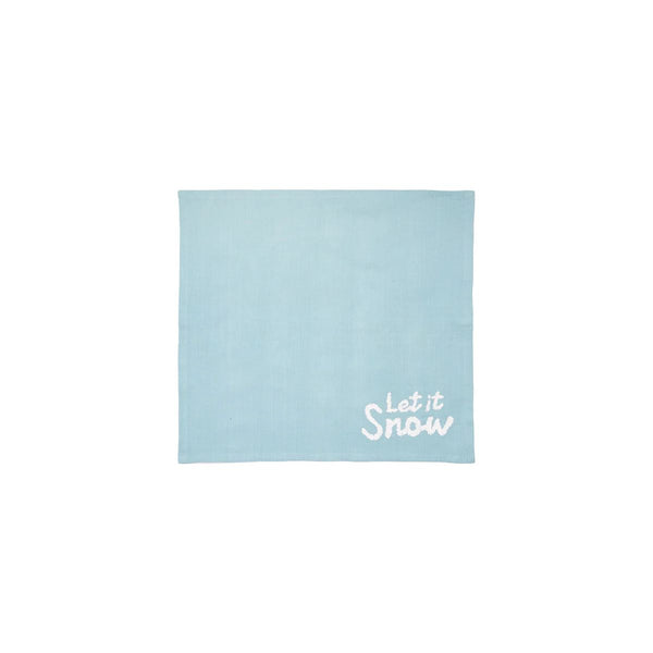 Soft cotton woven napkins in Surf blue with understated holiday design.