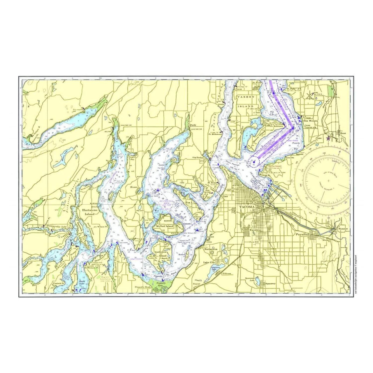 Nautical Chart Placemats, Locations in Washington