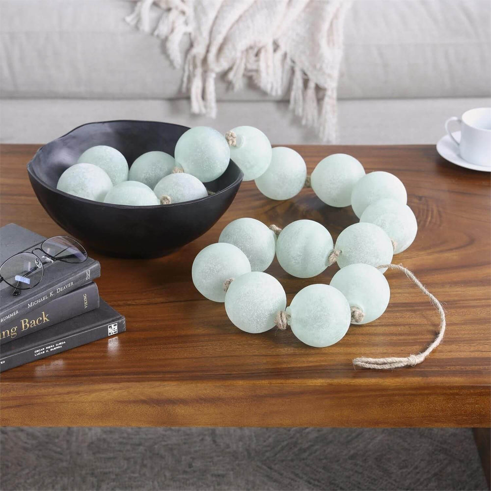 Extra Long Frosted Glass Garland – 91" in Soft Teal