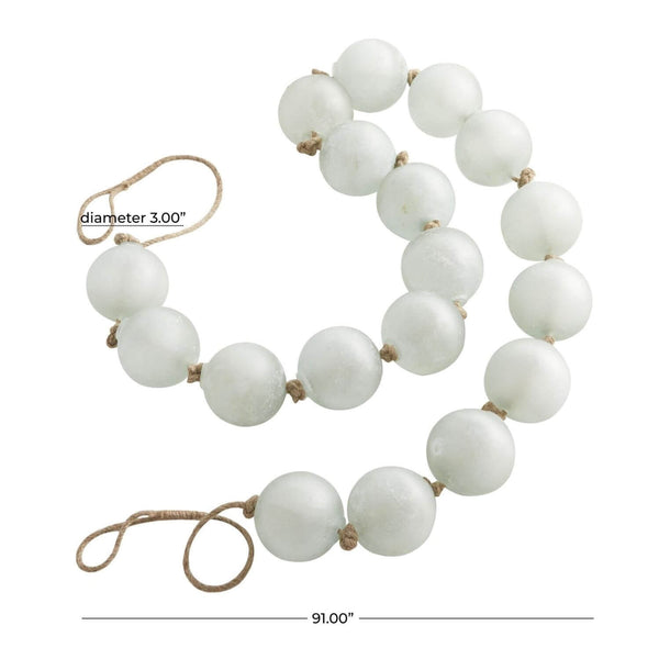 Extra Long Frosted Glass Garland – 91" in Soft Teal