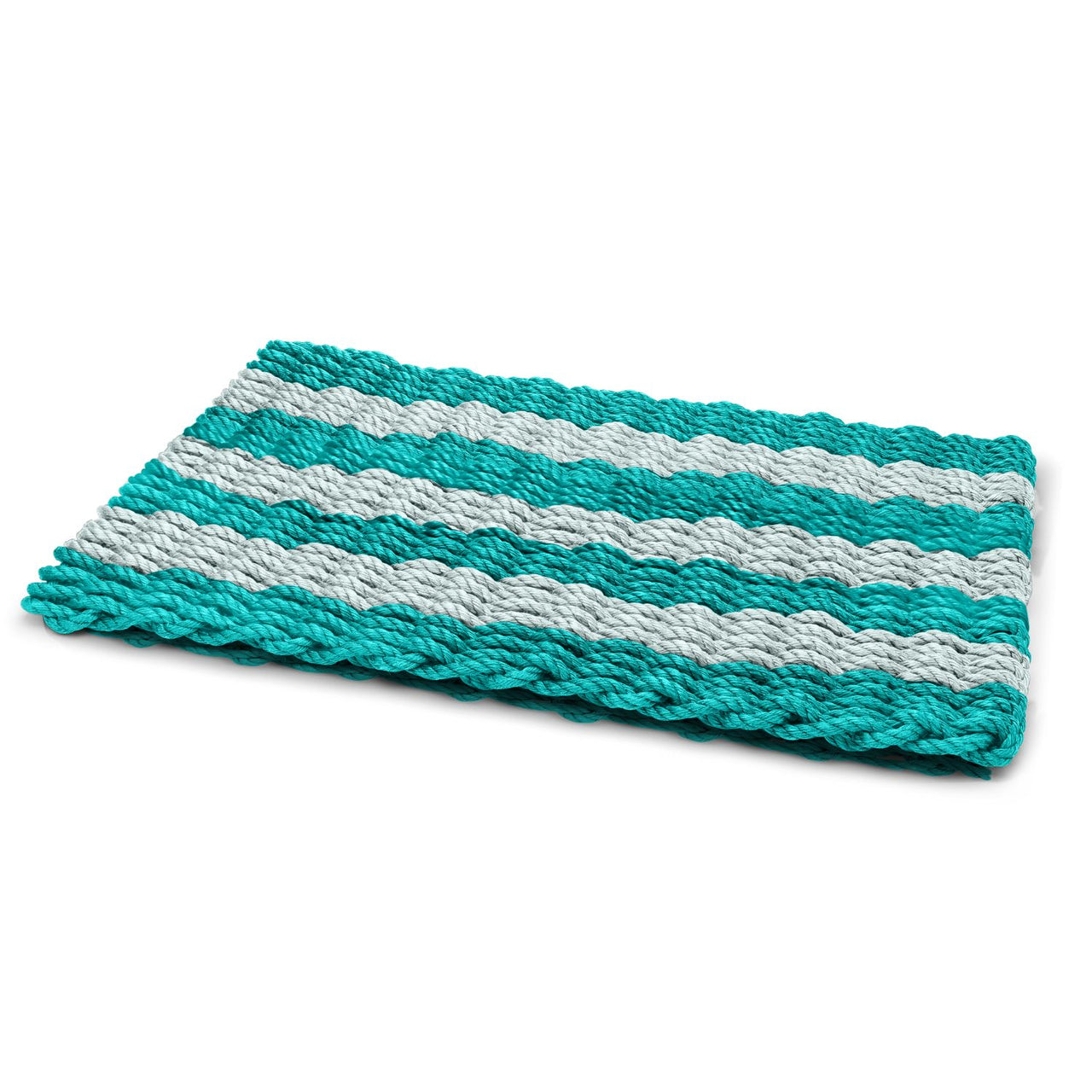 Teal & Seafoam Cabana Stripes Lobster Rope™ Doormat, Wicked Good Doormats