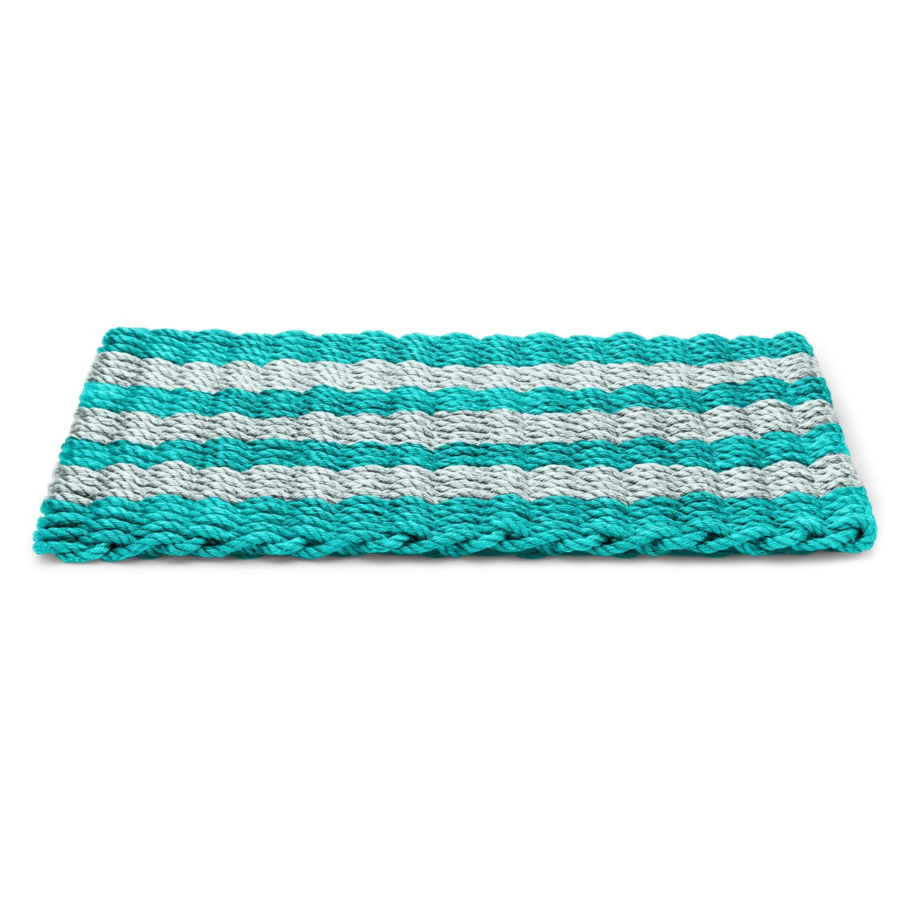 Teal & Seafoam Cabana Stripes Lobster Rope™ Doormat, Wicked Good Doormats
