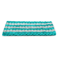 Thumbnail for Teal & Seafoam Cabana Stripes Lobster Rope™ Doormat, Wicked Good Doormats