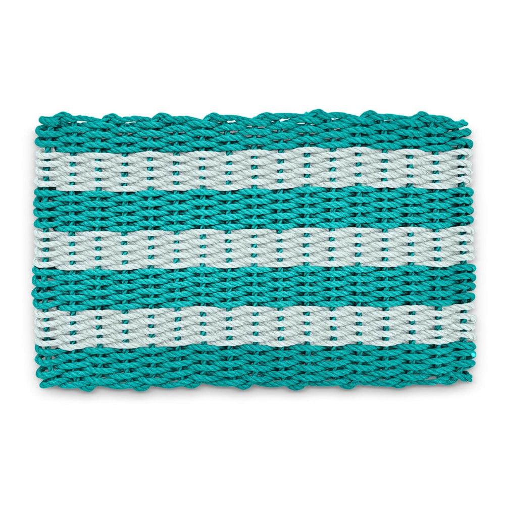 Best Outdoor Doormat, Lobster Rope Doormat in Teal & Seafoam Cabana Stripes, Front Door Mats