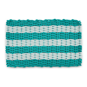 Best Outdoor Doormat, Lobster Rope Doormat in Teal & Seafoam Cabana Stripes, Front Door Mats