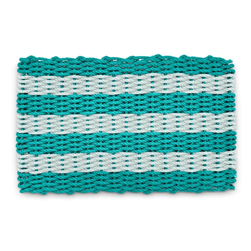 Best Outdoor Doormat, Lobster Rope Doormat in Teal & Seafoam Cabana Stripes, Front Door Mats