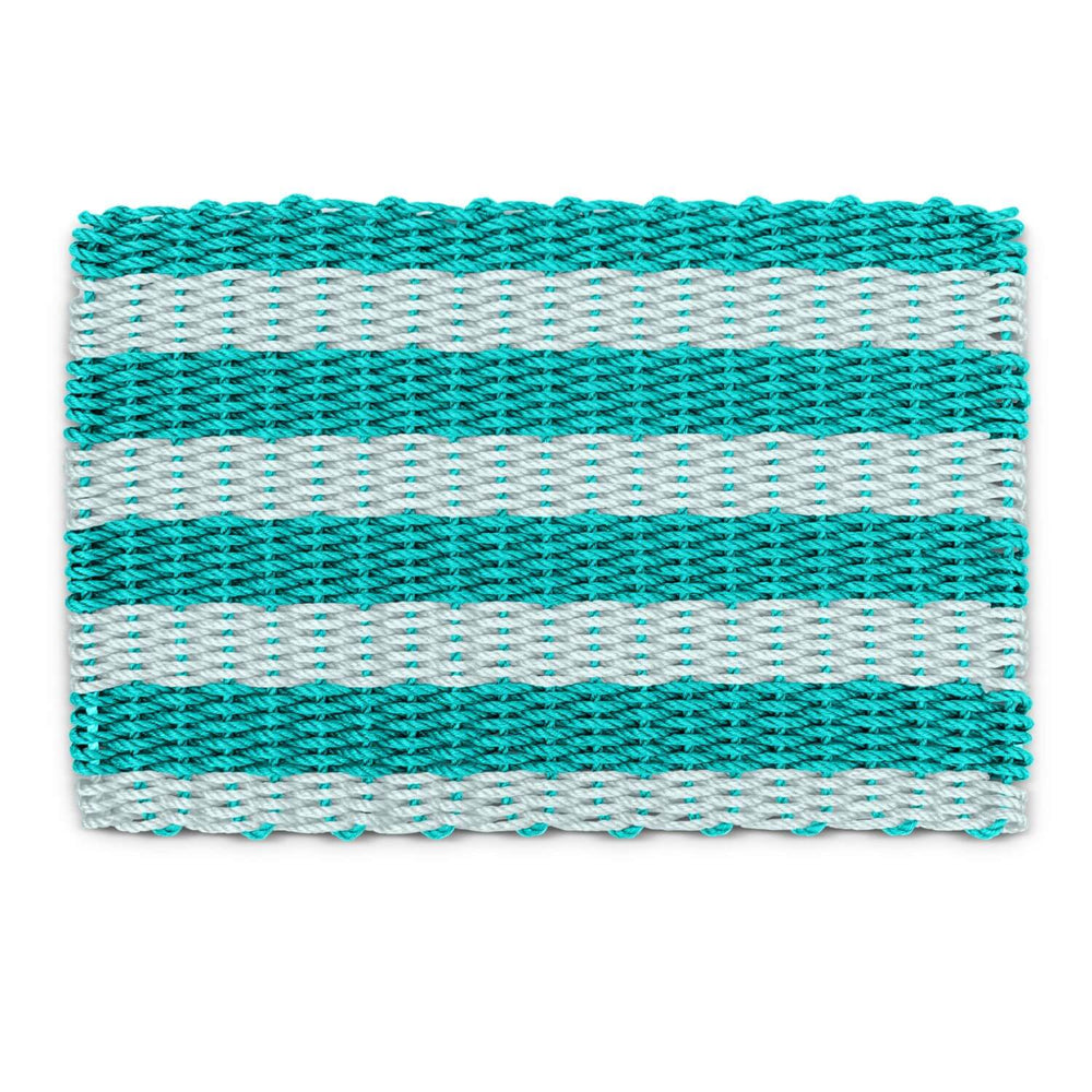 Best Outdoor Doormat, Lobster Rope Doormat in Teal & Seafoam Cabana Stripes, Front Door Mats