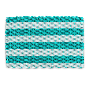 Best Doormat for Outside, Teal & Seafoam Cabana Stripes, Lobster Rope Outside Door Mats