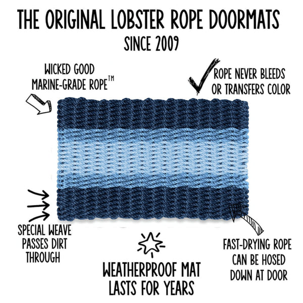 Classic Navy, Hydrangea, Saltwater Wicked Good Lobster Rope™ Doormat
