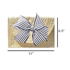 Vineyard Straw Clutch with Interchangeable Bow