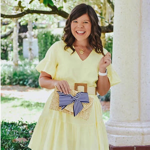 Vineyard Straw Clutch with Interchangeable Bow