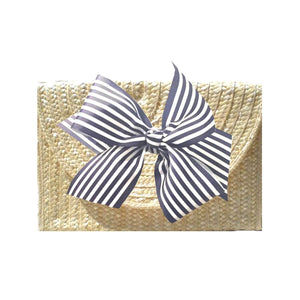 Vineyard Straw Clutch with Interchangeable Bow