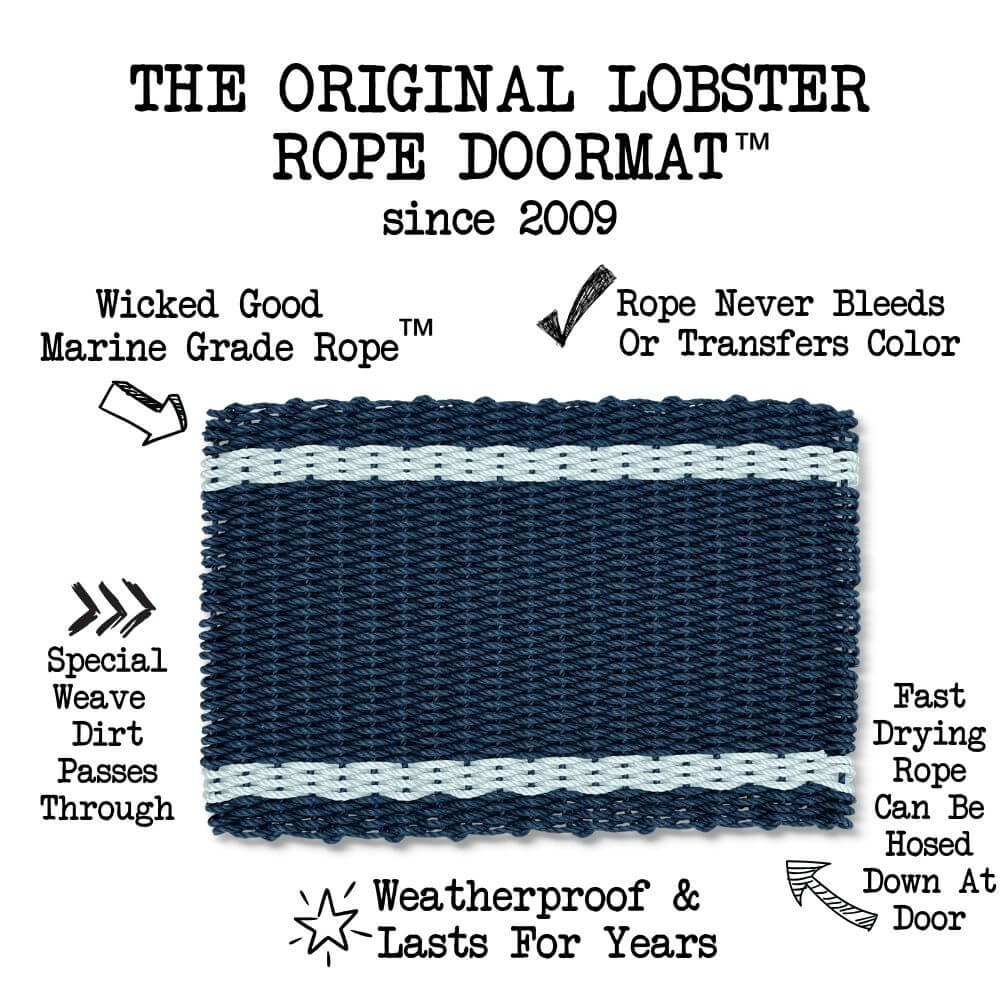 Lobster Rope Doormats, Outside Doormat for Front Door in Sand with Black Tailored Stripes, Outdoor Mat