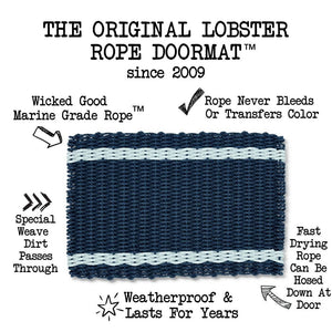 Outdoor Mats For Front Door, Waterproof Lobster Rope Doormats in Navy, Seafoam, Teal Tailored Stripes