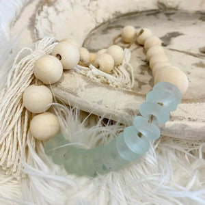 Recycled Glass & Wood Garland, Handmade Garland