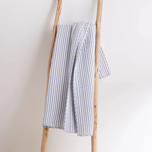 Tobago Stripe Reversible Quilted Throw by , 50x60 inches, featuring nautical-inspired stripes, perfect for coastal bedrooms.