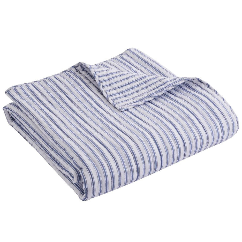Cozy Tobago Stripe reversible quilted throw in lightweight cotton, perfect for bedrooms, living rooms, or coastal-inspired homes.