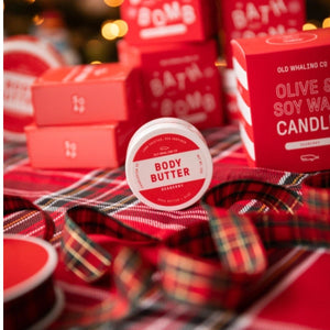 Coastal Seaberry body butter travel jar, rich in shea butter and aloe, offering a sweet berry, plum, and vanilla scent for on-the-go hydration