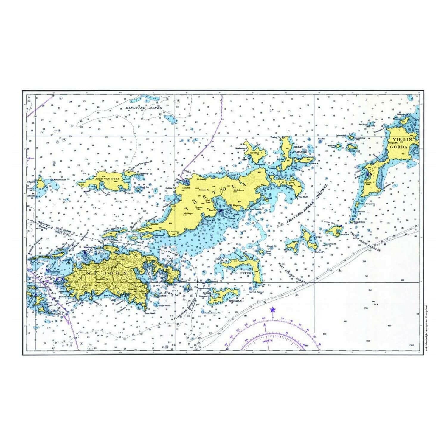 Nautical Chart Placemats, Locations in Virgin Islands