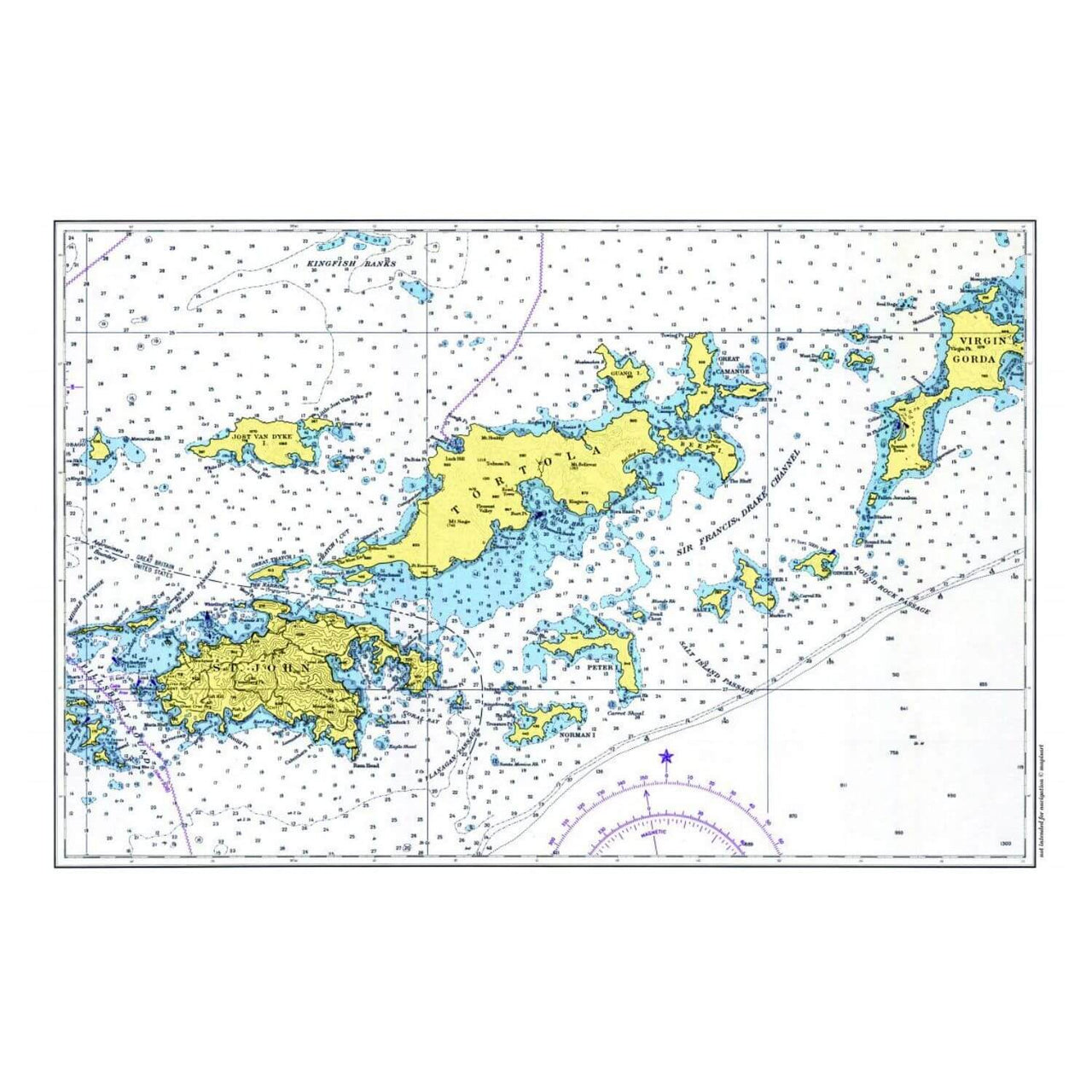 Nautical Chart Placemats, Locations in Virgin Islands