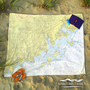 Nautical Chart Blankets, Connecticut Coastal Maps