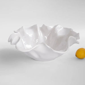 White Medusa bowl in sturdy melamine, stylish centerpiece and practical serving bowl for casual gatherings.