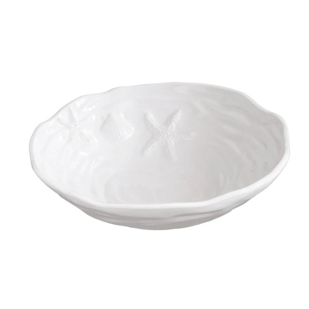 Sculptural Aruba large serving bowl in white  dishwasher safe and food safe for coastal entertaining