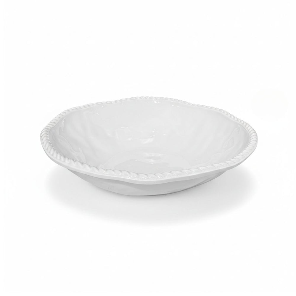 Coastal-inspired large bowl with nautical rope detail, dishwasher safe and food safe.