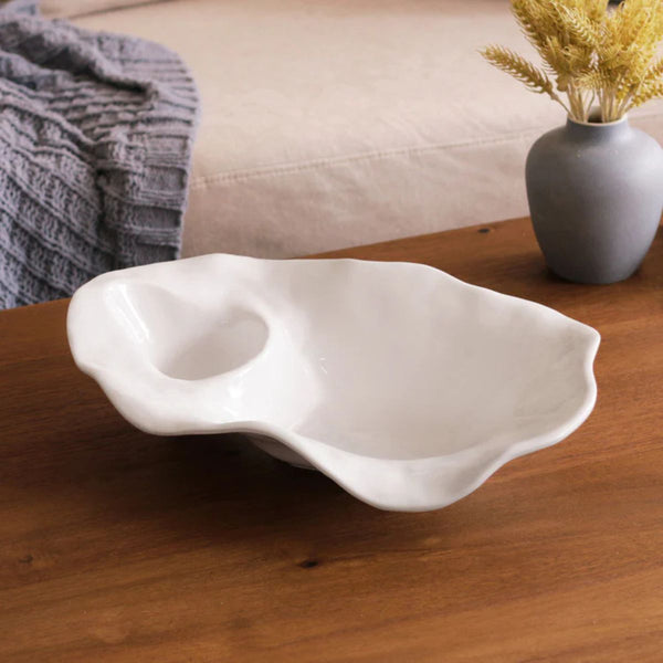Sculptural oyster shell melamine bucket for champagne or oysters, indoor/outdoor use, food safe and dishwasher friendly.
