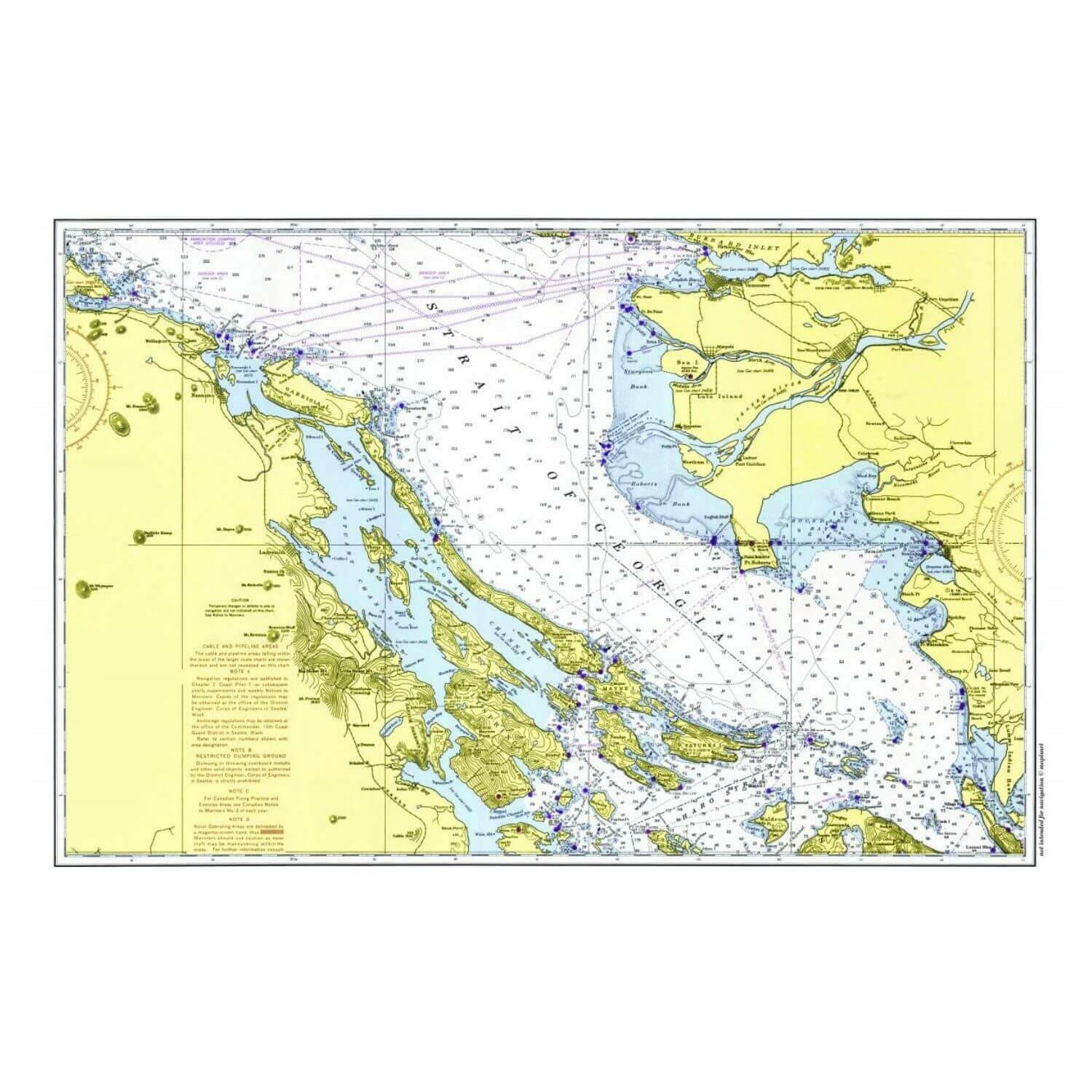 Nautical Chart Placemats, Locations in British Columbia, Canada