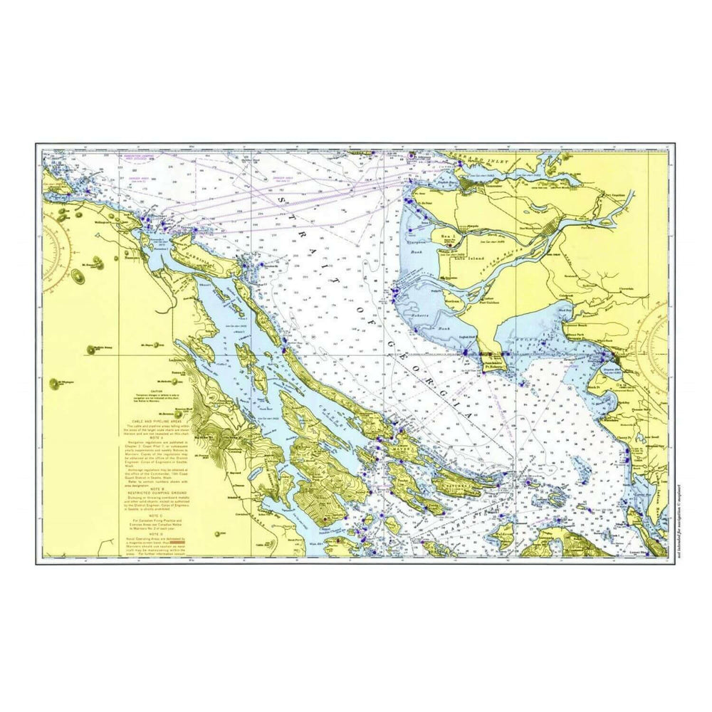 Nautical Chart Placemats, Locations in British Columbia, Canada
