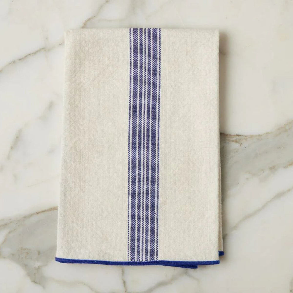 Vintage Navy Blue Stripe Dinner Napkins, Set of 4 Coastal Cotton Napkins