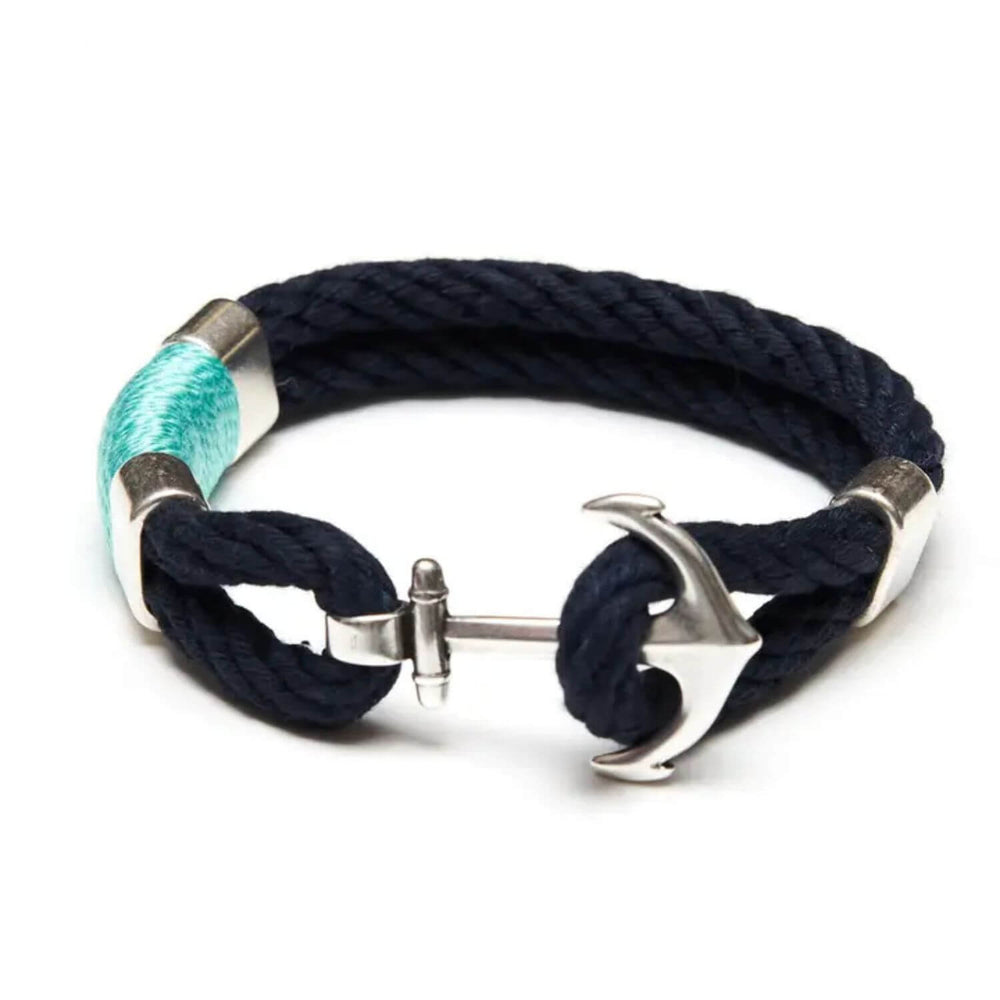 Cotton rope bracelet featuring a silver-plated anchor, perfect for casual or layered nautical style.