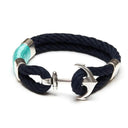 Cotton rope bracelet featuring a silver-plated anchor, perfect for casual or layered nautical style.