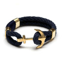 Gold-plated anchor rope bracelet, comfortable cotton rope, perfect for layering or gifting.