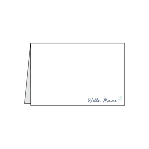Wells Maine Note Card Set With Navy Script And Blue Heart, Coastal Gift Ideas