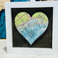 Thumbnail for Wells Maine Heart, White Wood Frame, Framed Coastal Artwork