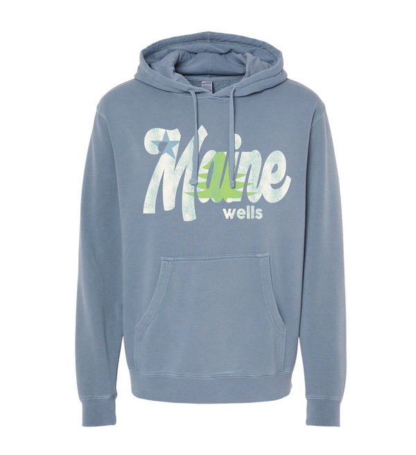 Wells, Maine Pine & Star Slate Blue Hoodie