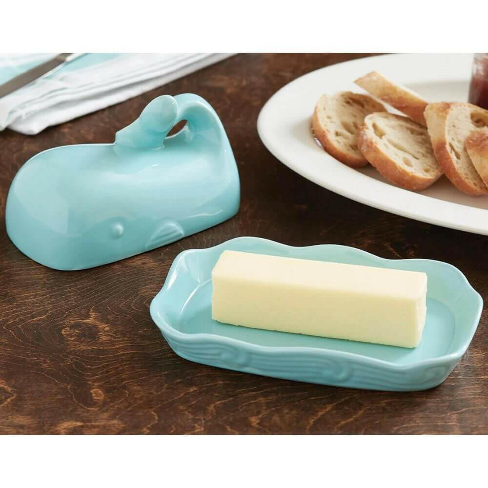 Whale Butter Dish, Soft Teal