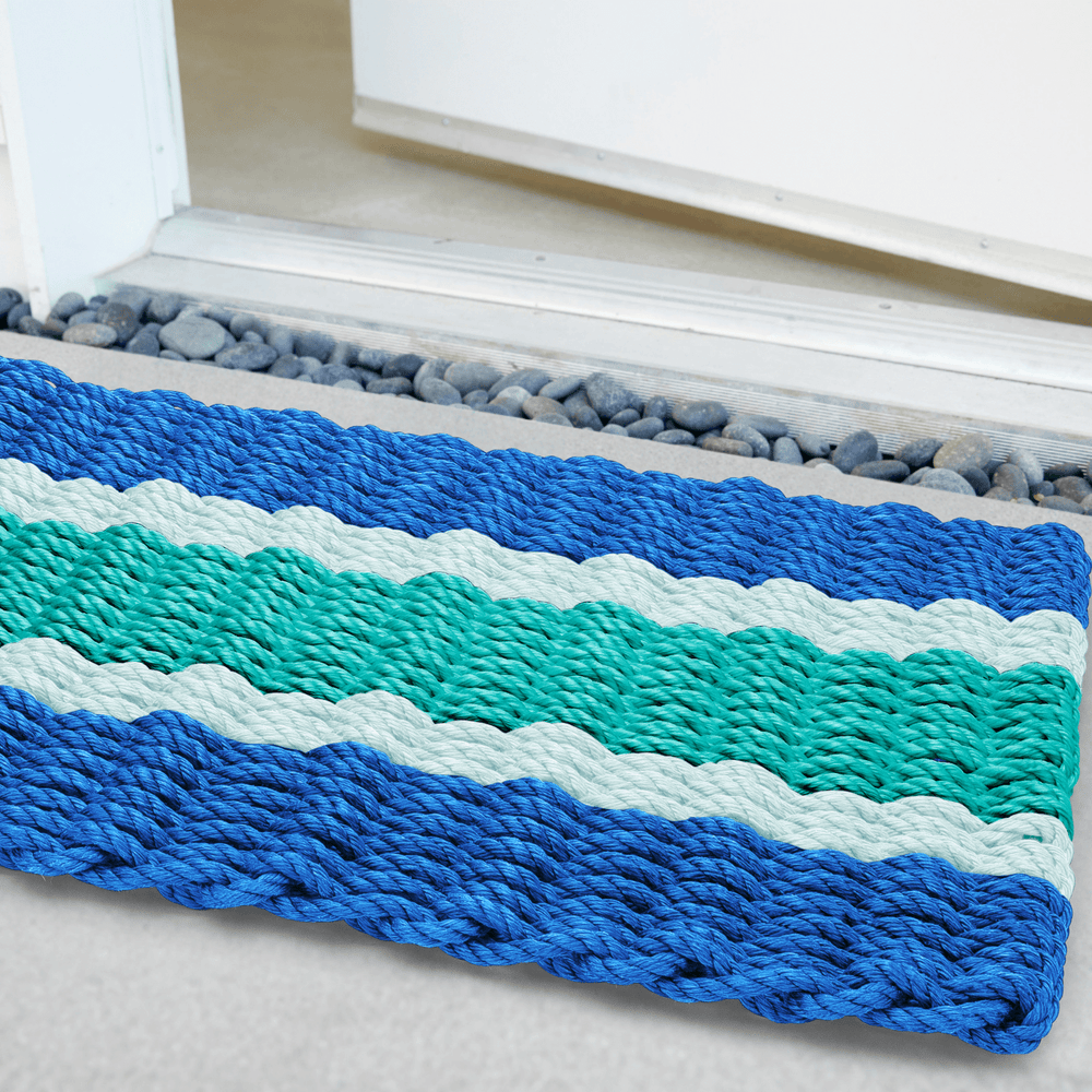 Lobster Rope Doormats, Outdoor Door Mats, Wicked Good Door Mats Made in Maine, Blue, Seafoam, Teal