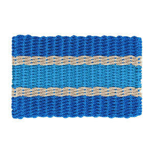 Lobster Rope Doormats, Outdoor Door Mats, Wicked Good Door Mats Made in Maine, Blue, Light Tan, Light Blue