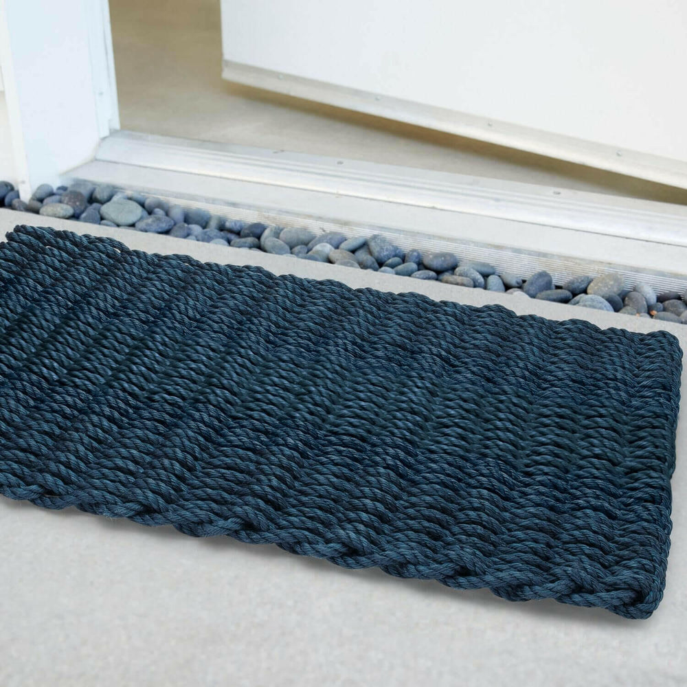 Lobster Rope Doormats, Outdoor Door Mats, Wicked Good Door Mats Made in Maine, Solid Navy