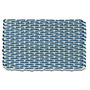 Lobster Rope Doormats, Outdoor Door Mats, Wicked Good Door Mats Made in Maine, Navy & Seafoam Double Weave