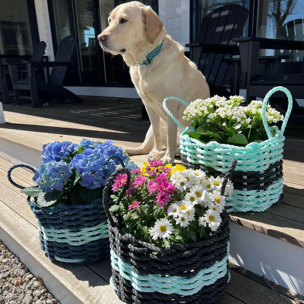 Wicked Good Lobster Rope Basket Baskets Wicked Good Baskets Solid Navy  