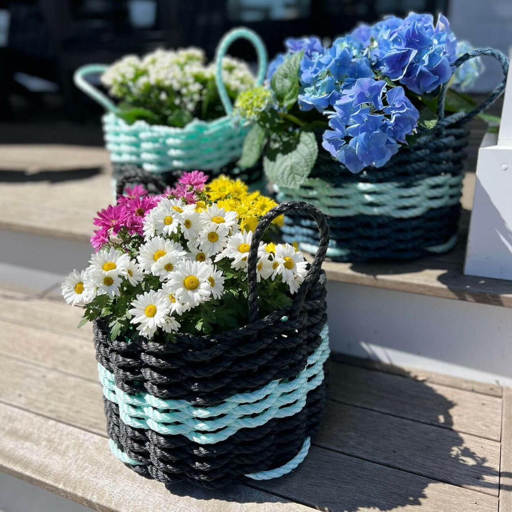 Wicked Good Lobster Rope Basket Baskets Wicked Good Baskets Solid Navy  