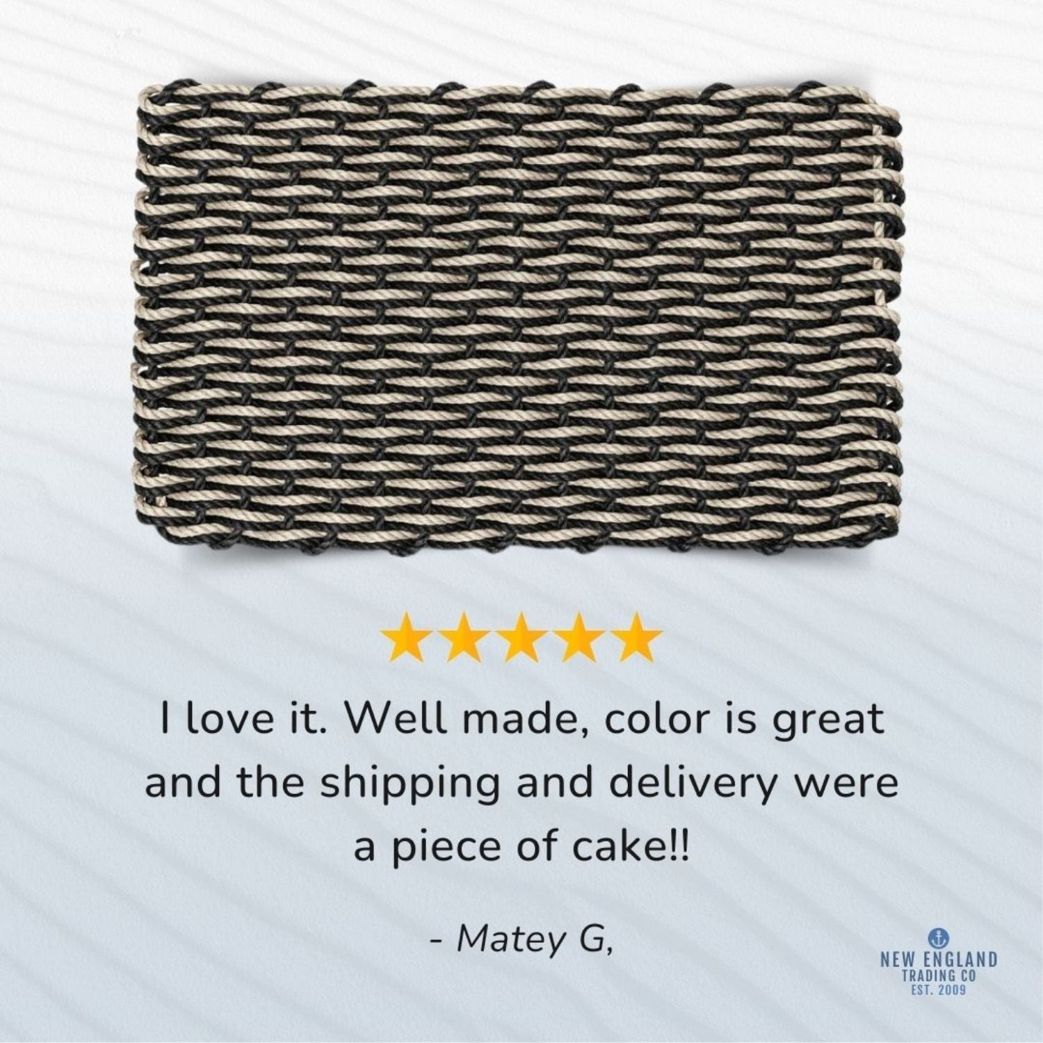 Black & Sand Lobster Rope Mat | Handwoven Doormats | New England