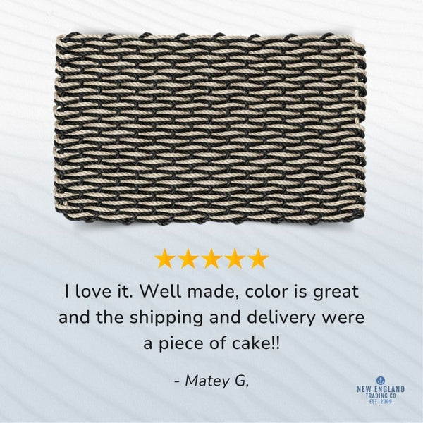 Wicked Good Doormats Testimonials - five star rating for Black & Sand Double Weave Lobster Rope™ Doormat
