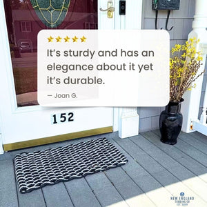 Wicked Good Doormats Testimonials - five star rating for Black & Silver Double Weave Lobster Rope™ Doormat