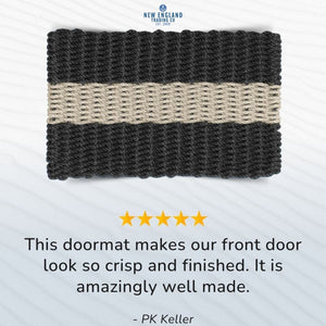 Wicked Good Doormats testimonials - five star rating for Black with Sand Stripe Lobster Rope™ Doormat